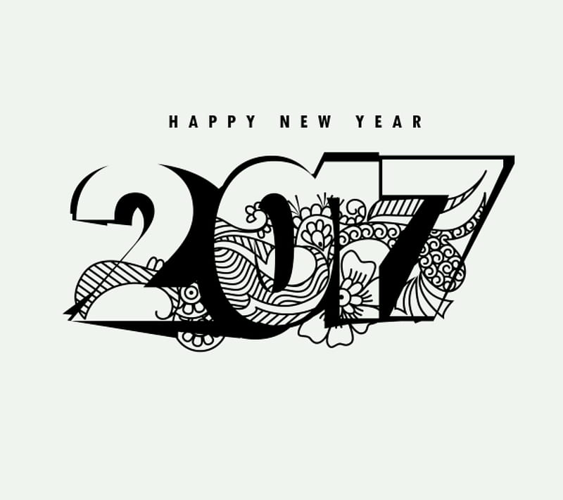 HAPPY NEW YEAR 2017, abstract, cartoon, designs, drawn, festival, sayings, signs, HD wallpaper