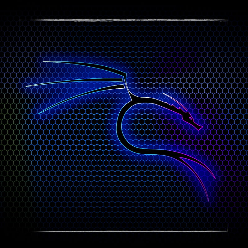 kali linux, electric blue, computer, neon, cyberpunk, dragon, HD phone wallpaper