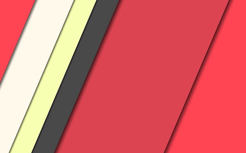 red abstraction, geometric background, lines, geometry, material design, HD wallpaper