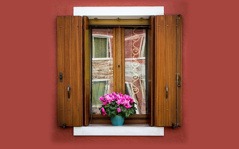 Window in Venice, Italy, Venice, window, Italy, Burano, house, HD wallpaper