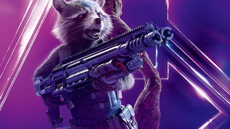 Rocket Raccoon In Avengers Infinity War Poster, rocket-raccoon, avengers-infinity-war, 2018-movies, movies, poster, HD wallpaper