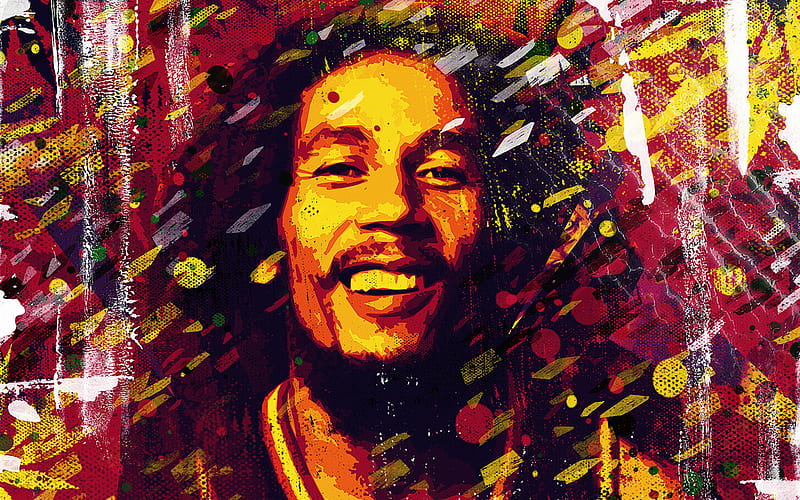 Bob Marley, paint splashes, jamaican musician, artwork, music stars, jamaican celebrity, creative, Robert Nesta Marley, HD wallpaper