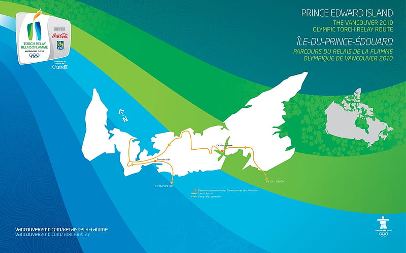 2010 Olympic torch relay route in Prince Edward Island, HD wallpaper