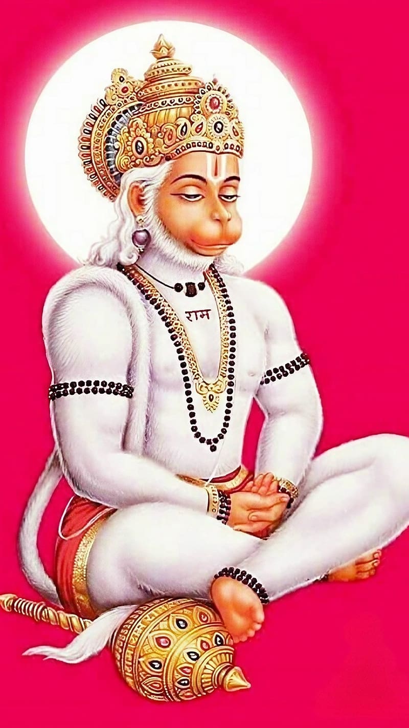 Bajrangbali Baba, Pink Background, lord hanuman, bhakti, devotional, HD phone wallpaper