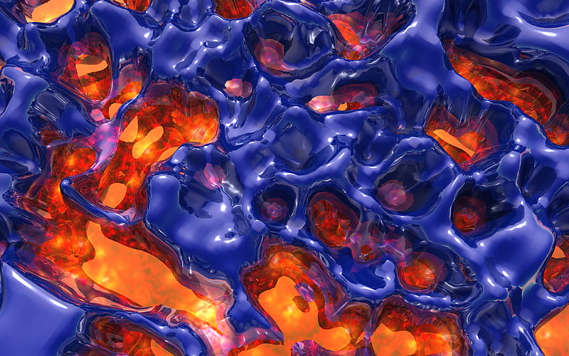 Metamorphosis, abstract, orange, blue, 3d and cg, HD wallpaper