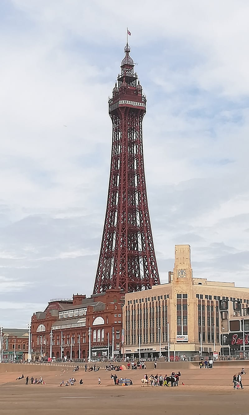 Blackpool Tower, beach, outdoors, tourism, HD phone wallpaper