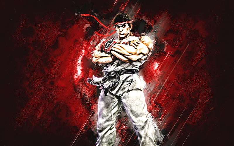 Ryu, Street Fighter, red stone background, Ryu character, Street Fighter characters, Ryu Street Fighter, HD wallpaper