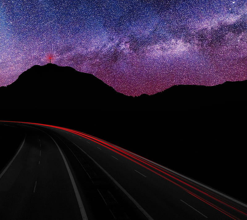 Night Highway, way, highway, landscape, nature, new, nice, night, sky, HD wallpaper