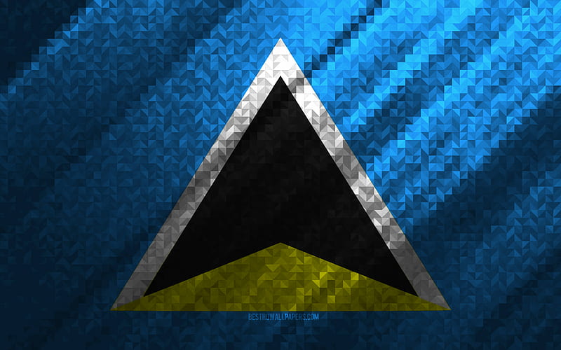 Flag of Saint Lucia, multicolored abstraction, Saint Lucia mosaic flag, Saint Lucia, mosaic art, Saint Lucia flag, HD wallpaper