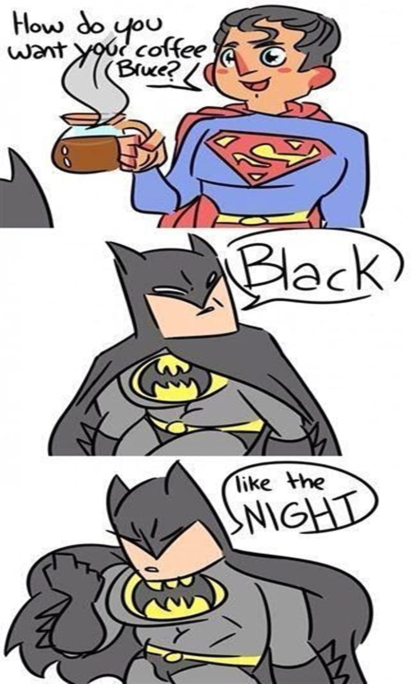 Go Batman Go, batman, black, bruce, coffee, comedy, funny, nigth, superman, HD phone wallpaper