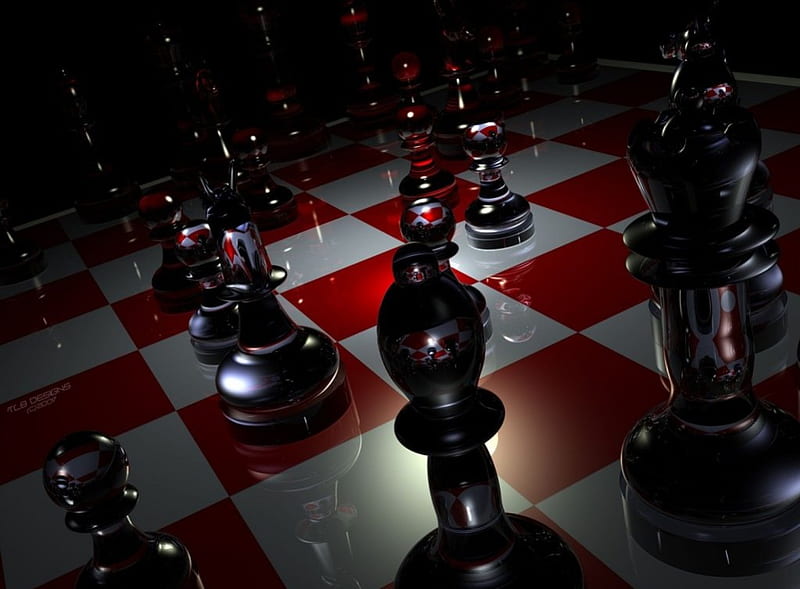 CHESS BOARD & PIECES, red, games, checkers, glass, board, fantasy, cards, plastic, chess, knight, HD wallpaper