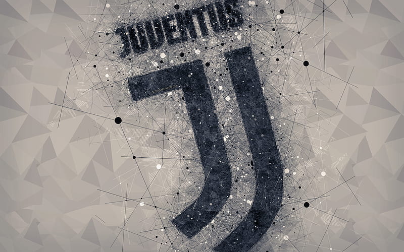 Juventus FC Italian football club, creative art logo, geometric art, gray abstract background, new Juventus logo, emblem, Serie A, Turin, Italy, football, HD wallpaper