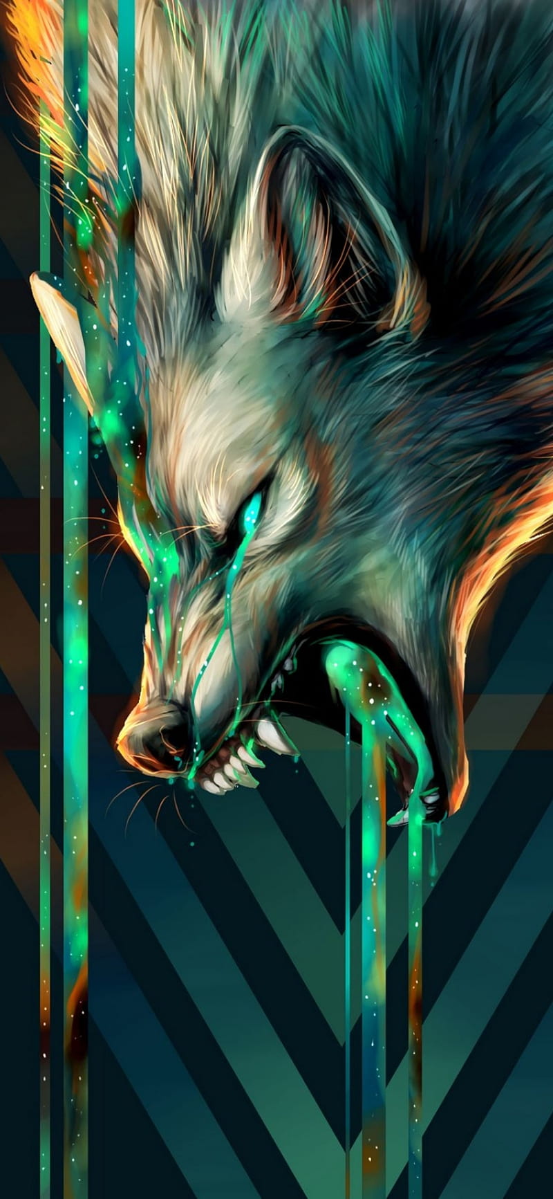 Wolf Green, neon, HD phone wallpaper