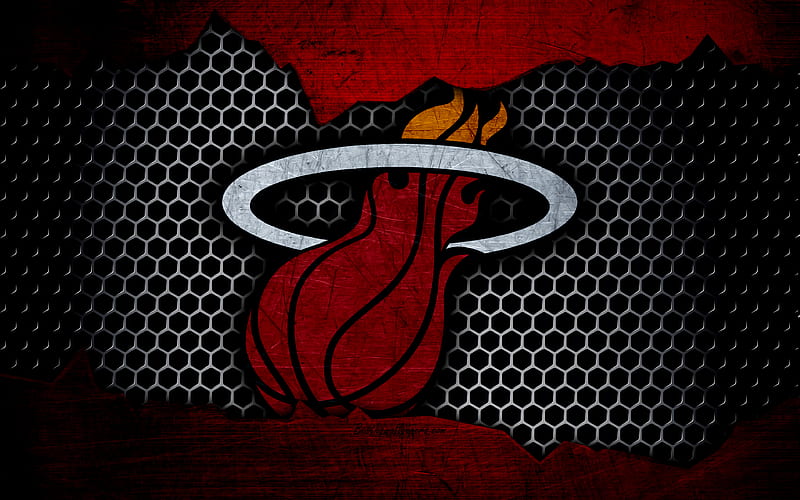 Miami Heat logo, NBA, basketball, Eastern Conference, USA, grunge, metal texture, Southeast Division, HD wallpaper