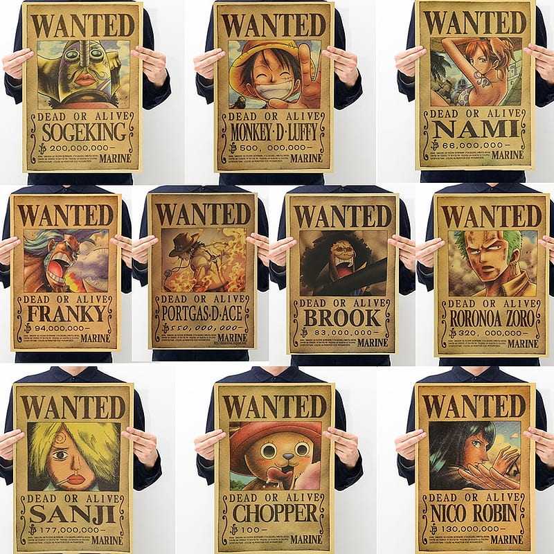 One Piece Action Figure Wanted Poster Craft Print Wall Sticker Vintage  Movie Playbill Luffy Stickers One Piece . Action Figures. - AliExpress, HD  phone wallpaper