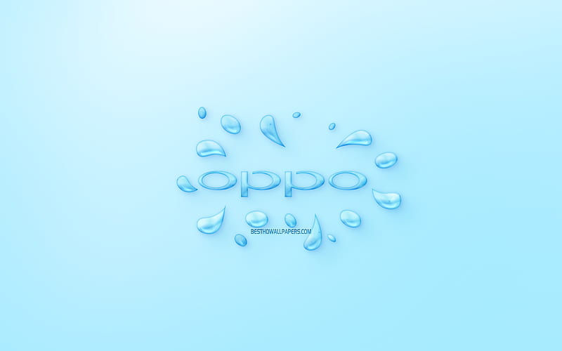 Oppo logo, water logo, emblem, blue background, Oppo logo made of water, creative art, water concepts, Oppo, HD wallpaper