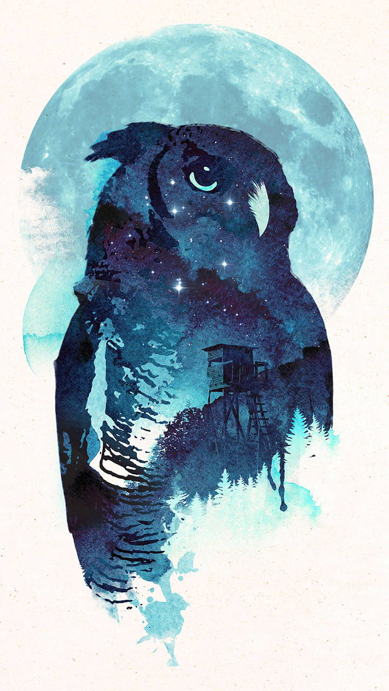Midnight Owl, abstract, midnight, owl, HD phone wallpaper