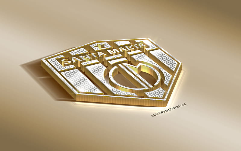 AD Union Magdalena, Colombian Football Club, Golden Silver logo, Santa Marta, Colombia, Liga Aguila, 3d golden emblem, creative 3d art, football, HD wallpaper