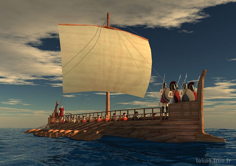 ancient greek, oars, boat, greek, ancient, sails, HD wallpaper