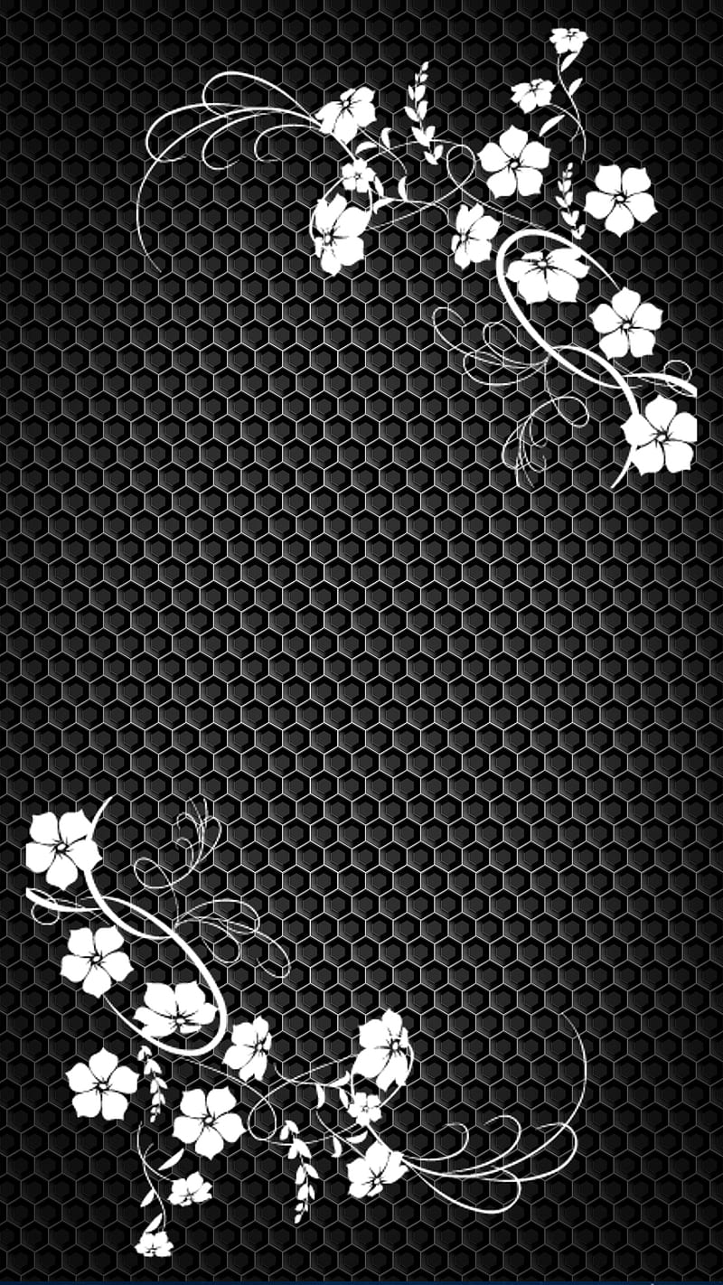 black and white, blanc, flower, flowers, noir, HD phone wallpaper
