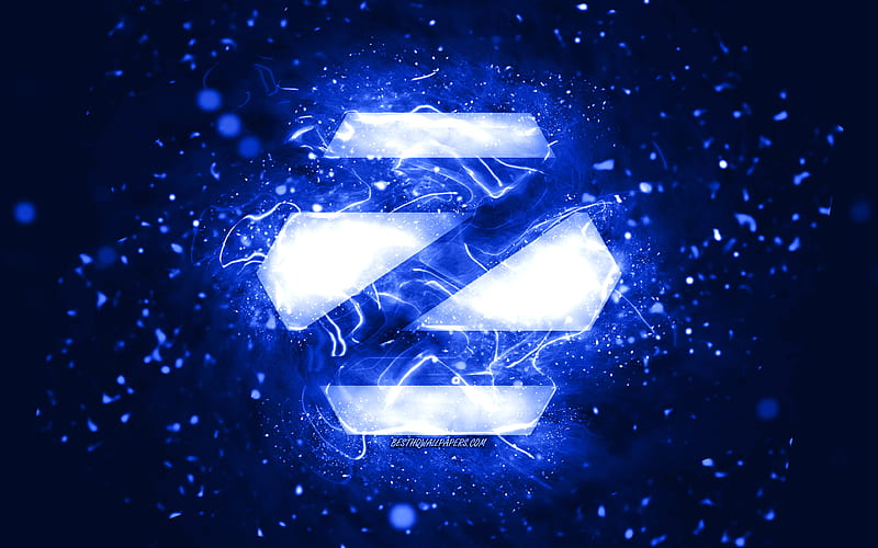 Zorin OS dark blue logo, , dark blue neon lights, Linux, creative, dark blue abstract background, Zorin OS logo, OS, Zorin OS, HD wallpaper