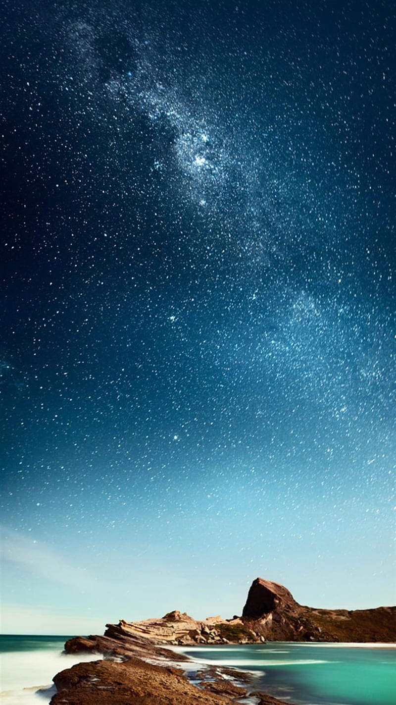 Sky, nature, night, sea, star, stars, HD phone wallpaper
