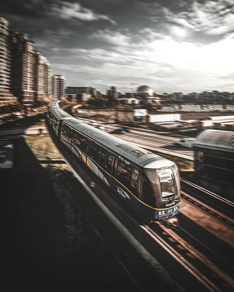 train running on railroad during daytime timelapse graphy, HD phone wallpaper