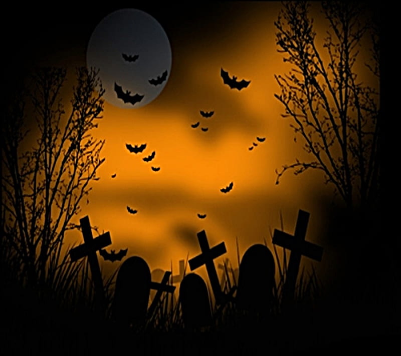 Graves and Crows~, graves, spooky, crows, woods, all hallows eve, spirits, HD wallpaper