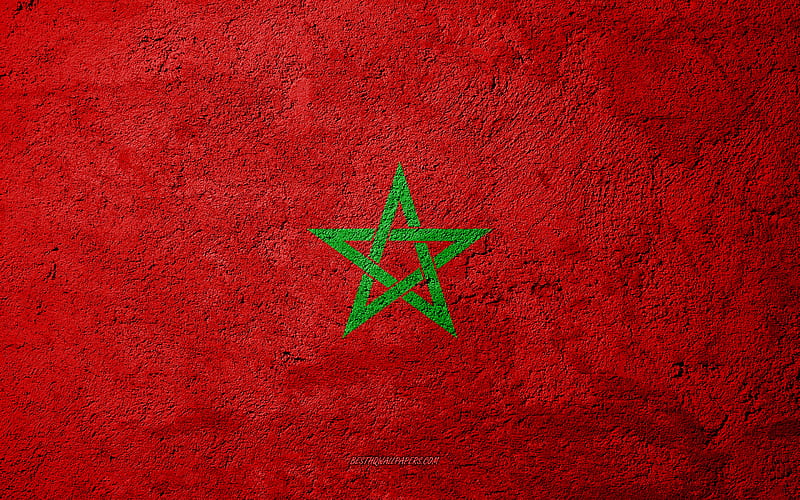 Flag of Morocco, concrete texture, stone background, Morocco flag, Africa, Morocco, flags on stone, HD wallpaper