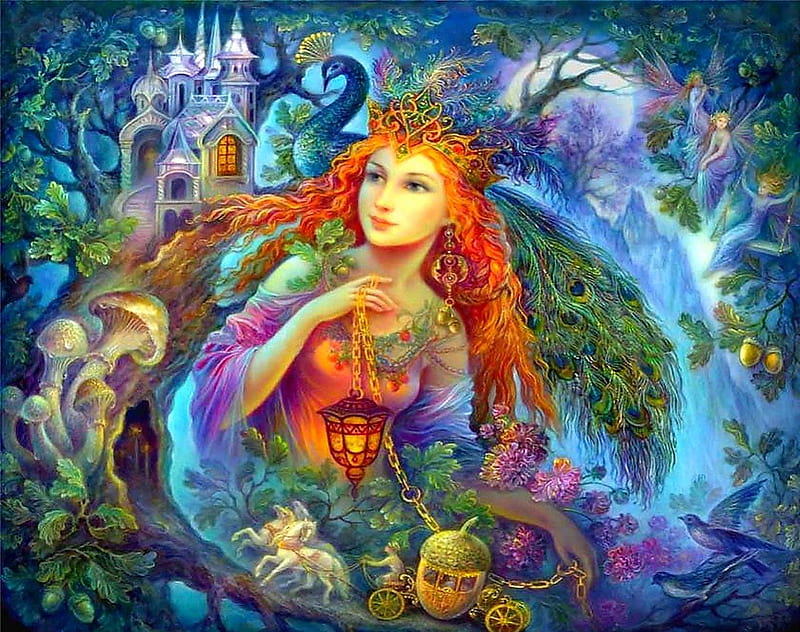 Fairytale kingdome, world, pretty, colorful, rds, lovely, colors, birds, bonito, fairytale, kingdome, horses, astle, fantasy, splendor, color, animals, HD wallpaper