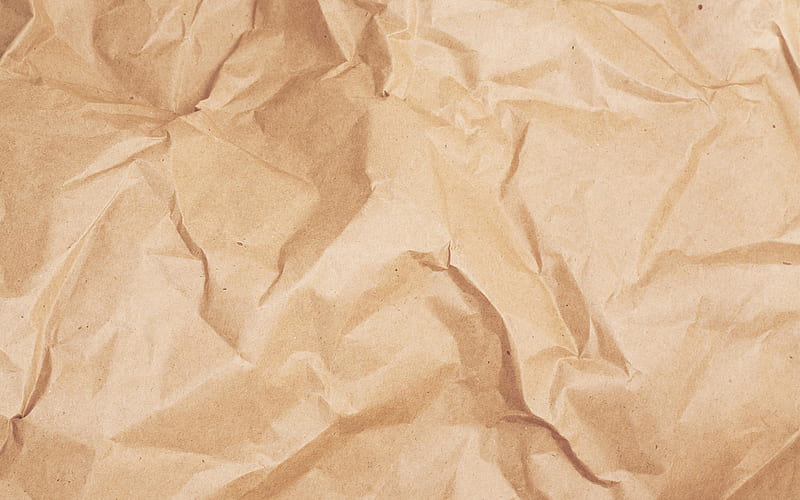 brown crumpled paper, macro, paper backgrounds, crumpled paper textures, brown backgrounds, brown paper background, HD wallpaper