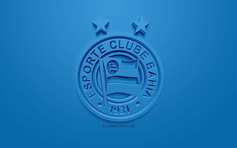 EC Bahia, creative 3D logo, blue background, 3d emblem, Brazilian football club, Serie A, Salvador, Brazil, 3d art, football, stylish 3d logo, Esporte Clube Bahia, HD wallpaper