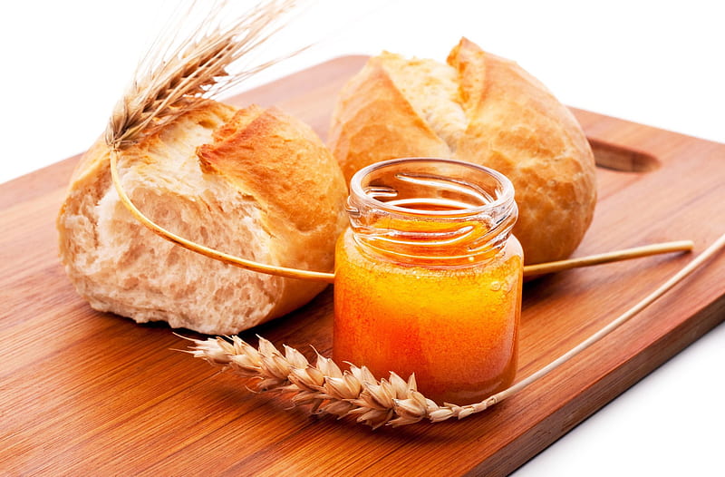 Honey and Bread, bakery, honey, food, healthy, bread, sweet, HD wallpaper