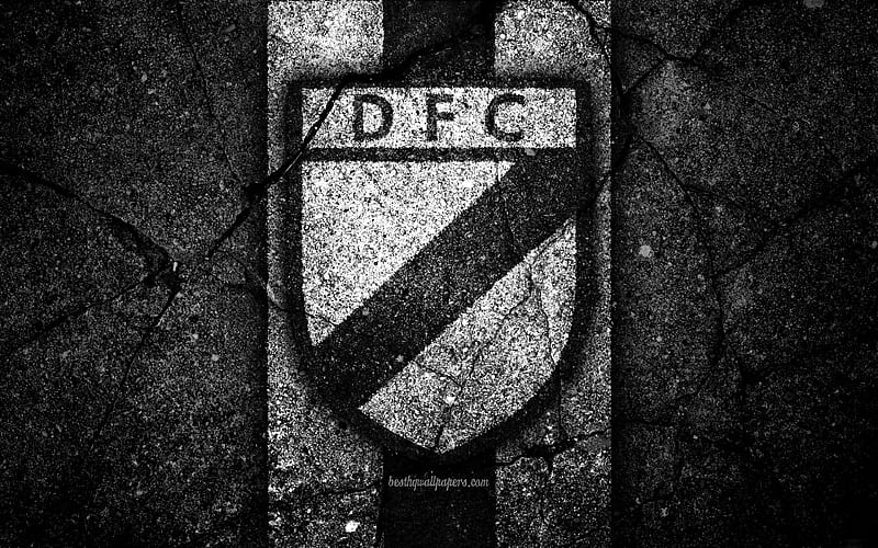 Danubio FC, glitter logo, Uruguayan Primera Division, white black checkered  background, HD wallpaper