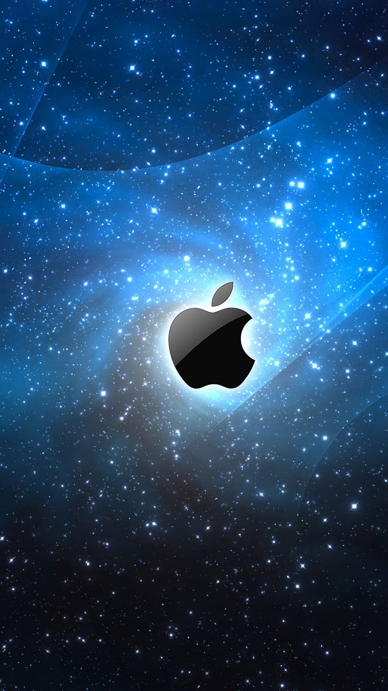 Black Apple Logo in Universe , ios, background, HD phone wallpaper