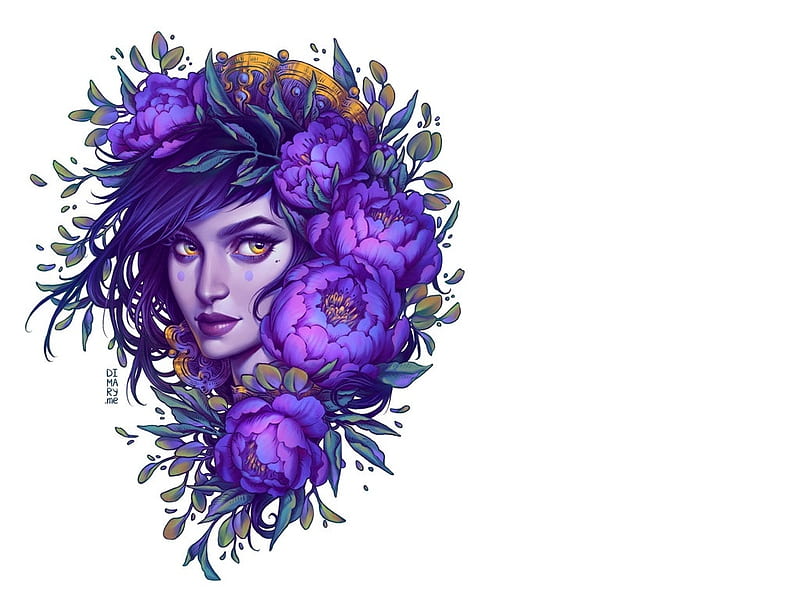 Bruja morada, luminos, moradas, niñas, blancas, rosas, brujas, peonía,  maria dimova, Fondo de pantalla HD | Peakpx