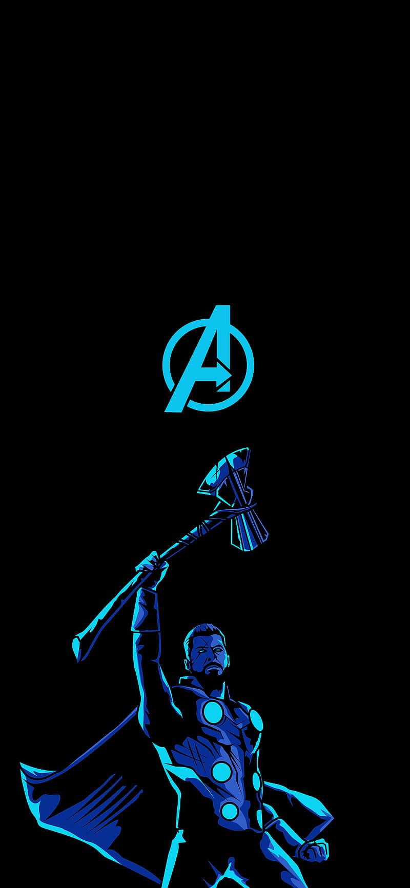 Avengers Thor, black, blue light, logo, marvel, neon, simple, HD phone  wallpaper | Peakpx
