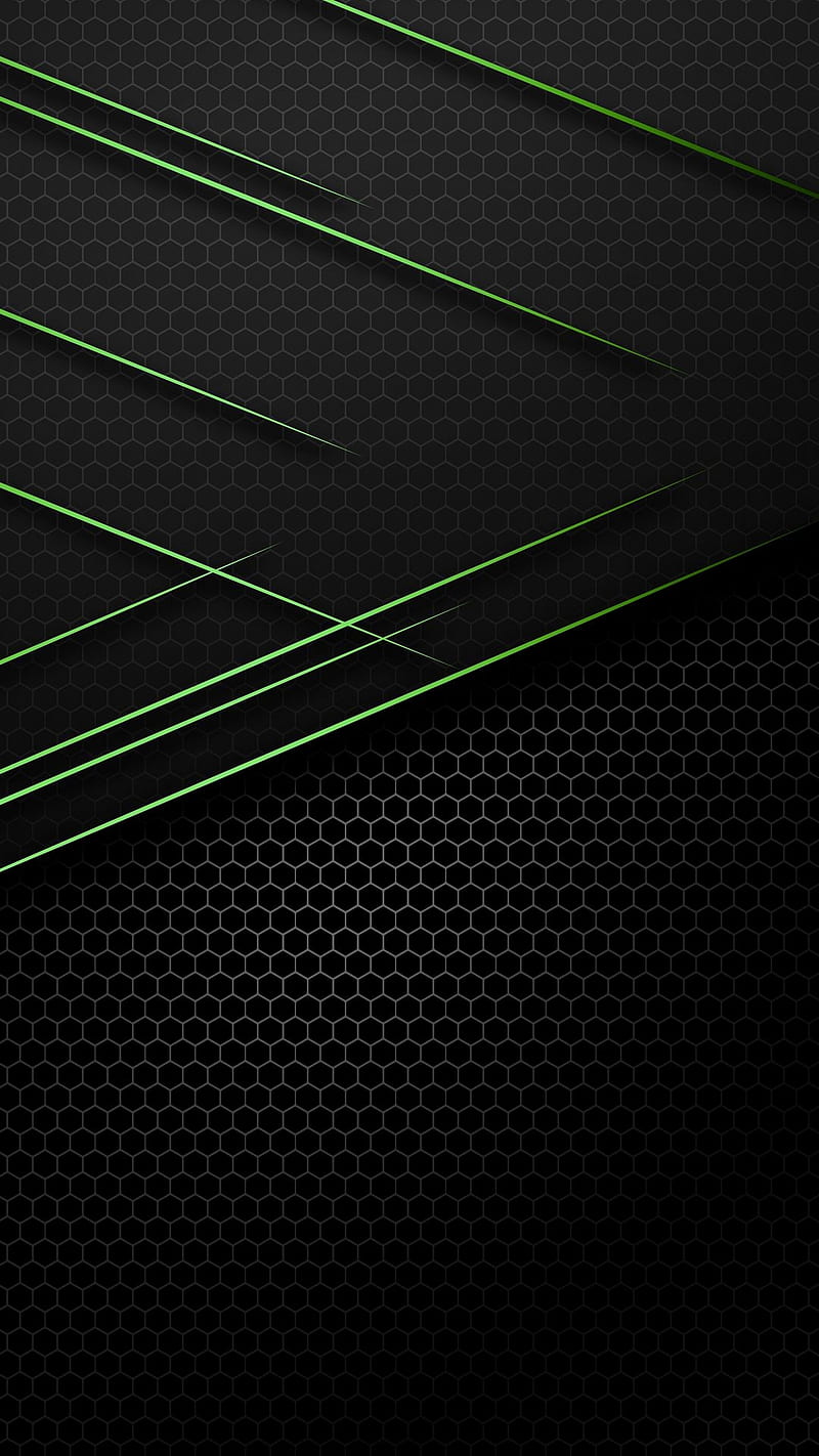 Thin lines, black, carbon, dark, green, green lines phone, sharp lines, texture, HD phone wallpaper