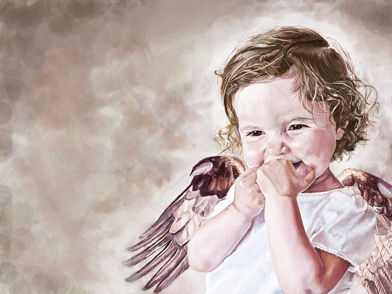 Little Angel, heaven, fantasy, angels, angel, HD wallpaper