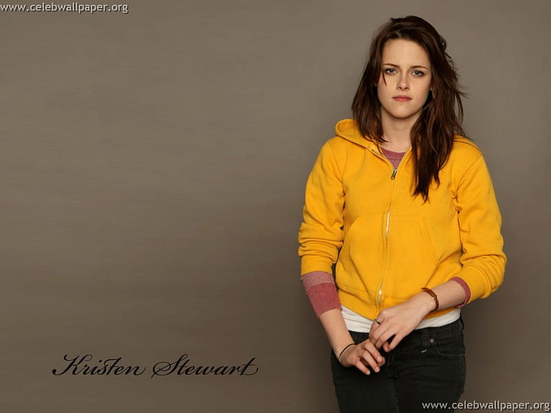 Kristen Stewart, cute, female, actress, yellow dress, nice eyes, HD wallpaper