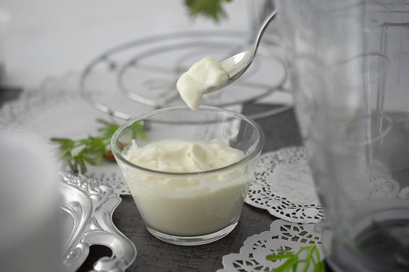 close-up of white cream in clear shot glass, HD wallpaper