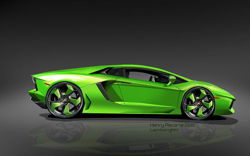 Green Lamborghini, carros, sport cars, Lamborghini, Henry Recarte, gren, HD wallpaper