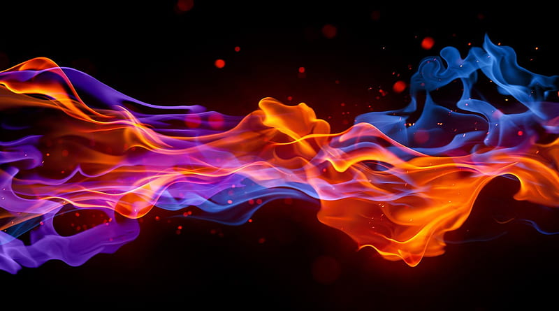 red fire flames, fire, 3d, flame, colors, patterns, HD wallpaper