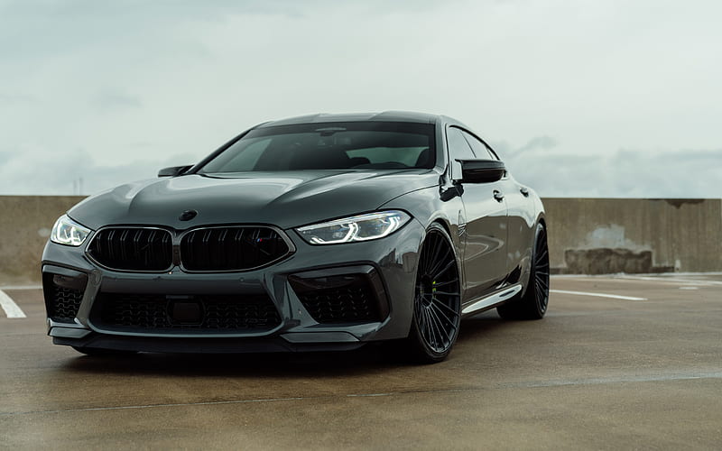 2021, BMW M8, Gran Coupe Competition, exterior, front view, black sports coupe, new black M8, german sports cars, M8 Gran Coupe, BMW, HD wallpaper