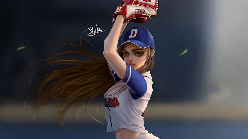 Baseball Girl, artist, artwork, behance, digital-art, HD wallpaper
