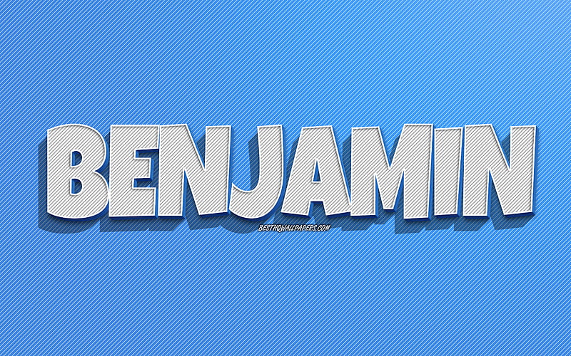 Benjamin, blue lines background, with names, Benjamin name, male names, Benjamin greeting card, line art, with Benjamin name, HD wallpaper