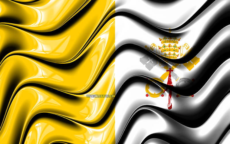 Vatican flag Europe, national symbols, Flag of Vatican, 3D art, Vatican, European countries, Vatican 3D flag, HD wallpaper