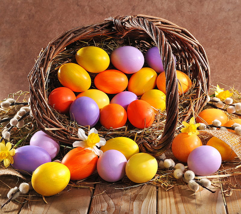 Easter Basket, basket, easter, egg, HD wallpaper