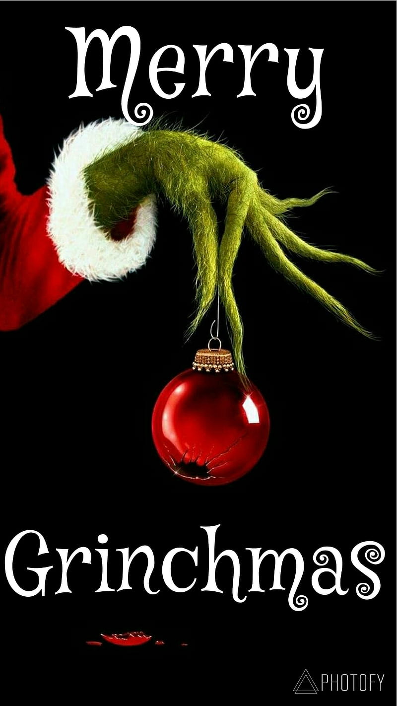 Merry Grinchmas, christmas, grinch, holiday, ornament, HD phone wallpaper