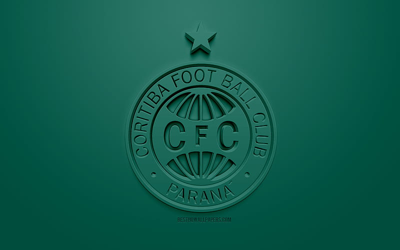 Coritiba FC, creative 3D logo, green background, 3d emblem, Brazilian football club, Serie B, Coritiba, Brazil, 3d art, football, stylish 3d logo, HD wallpaper